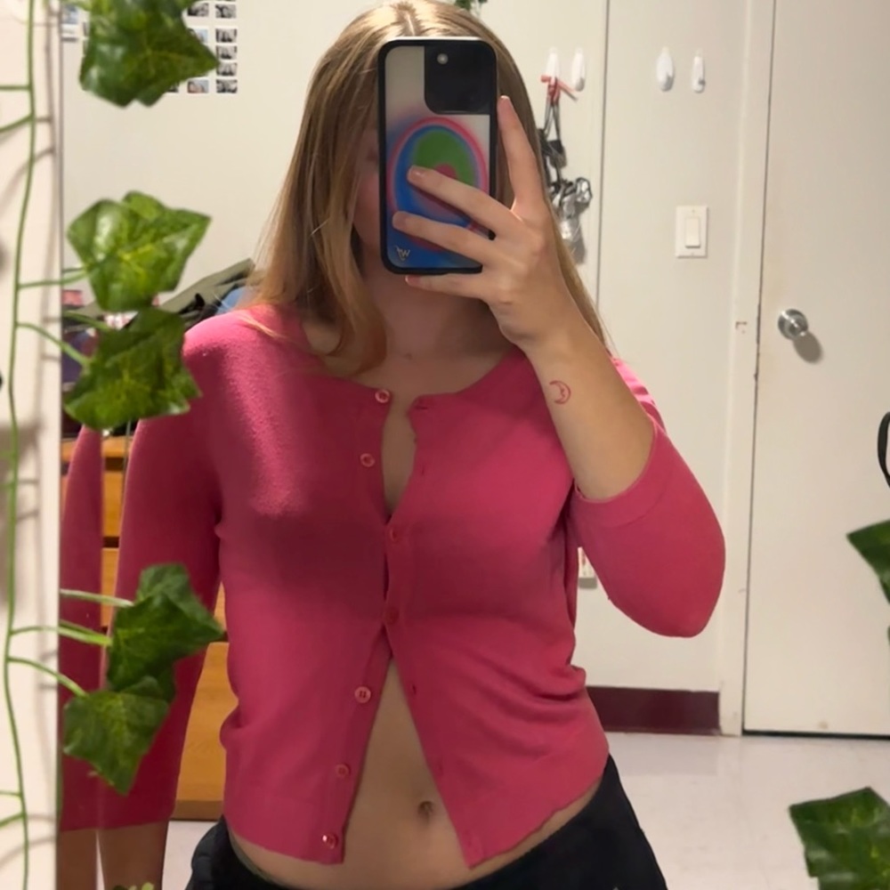HOT PINK CARDIGAN.
